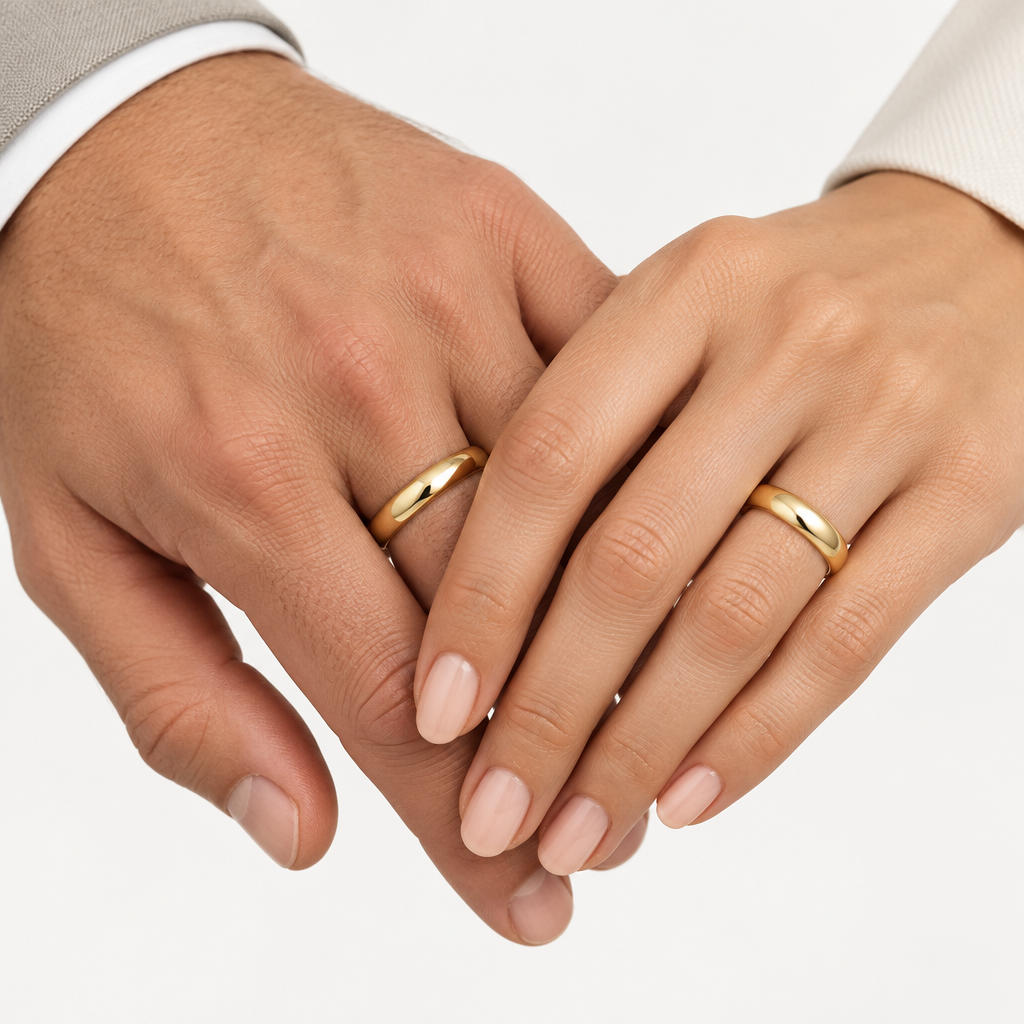 Coppia con fedi classiche F5L Ø 4,5mm in oro giallo 18kt