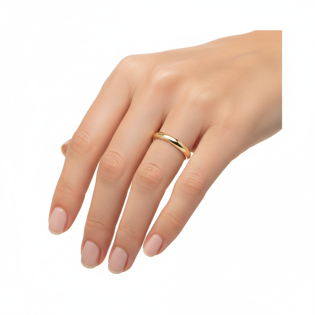 Fede classica F4N oro 18kt giallo indossata donna