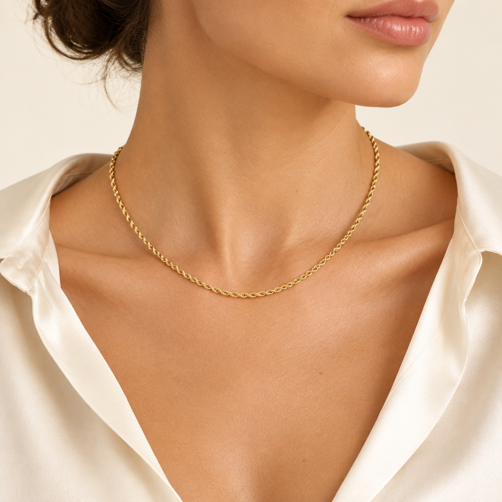 Girocollo fune oro giallo 18kt 2,6mm 40cm indossato