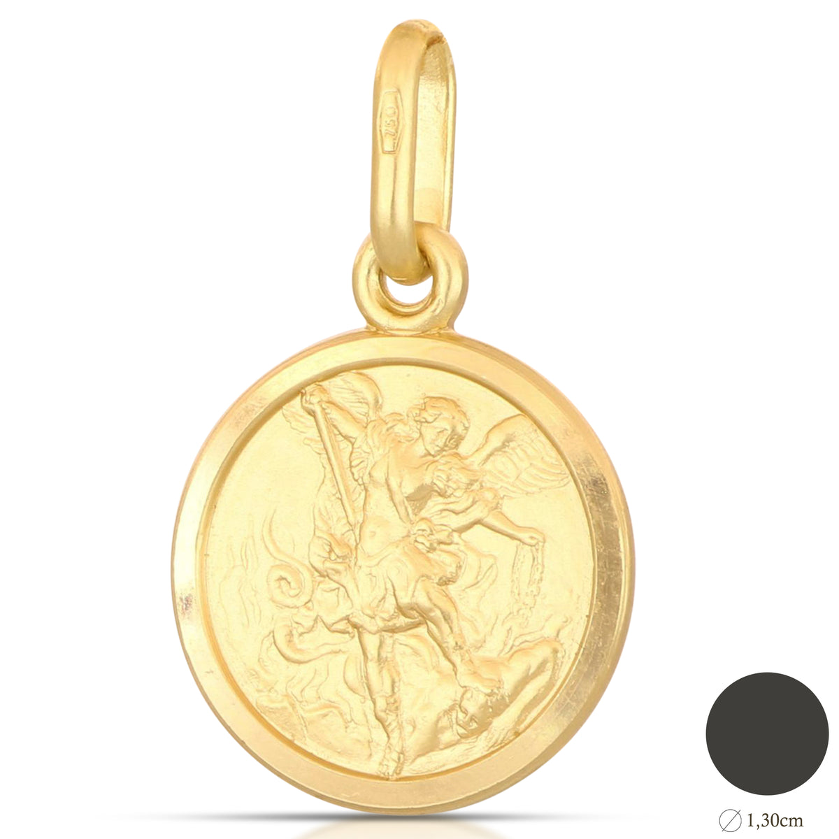 Medaglia San Michele Arcangelo mis. 2 oro giallo 18kt Ø 1,3cm