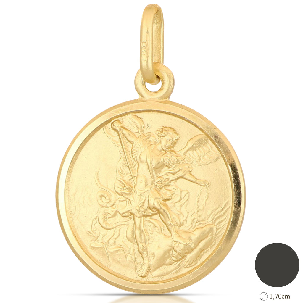 Medaglia San Michele Arcangelo mis. 4 oro giallo 18kt Ø 1,7cm